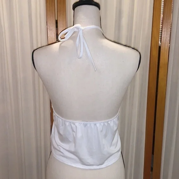Womens White Crop Shirt, Size L - Picture 2 of 2
